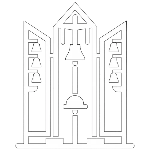 Symbole du Carillon de Morgins représentant les cloches et la structure du monument