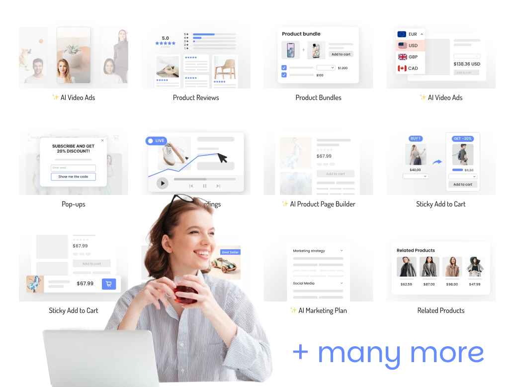 Vitals apps dashboard showing 40+ conversion and marketing tools included with CreateMyStore