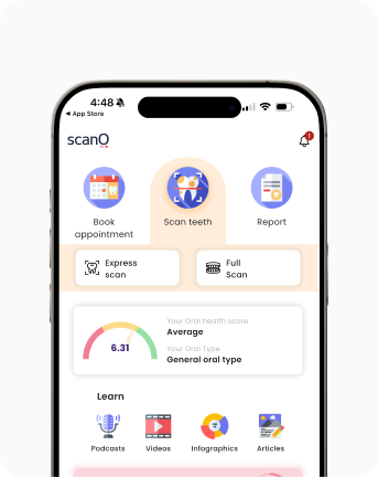 Dashboard interface of scanO Engage dental AI software showing patient analytics and diagnostic insights.