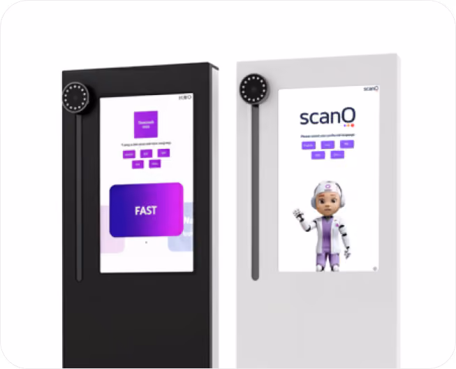 scanO Air, an AI dental screening robot that captures three oral cavity images and instantly generates a  WhatsApp is available in white and black body