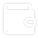 Icon of a wallet with a clasp on a black background.