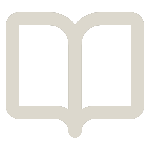 Simple icon of an open book with a beige outline on a black background.