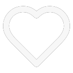 White heart outline icon on black background.
