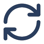 Dark blue circular arrows forming a refresh or sync icon.