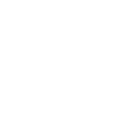 White icon of a building with nine windows and a central entrance on a black background.