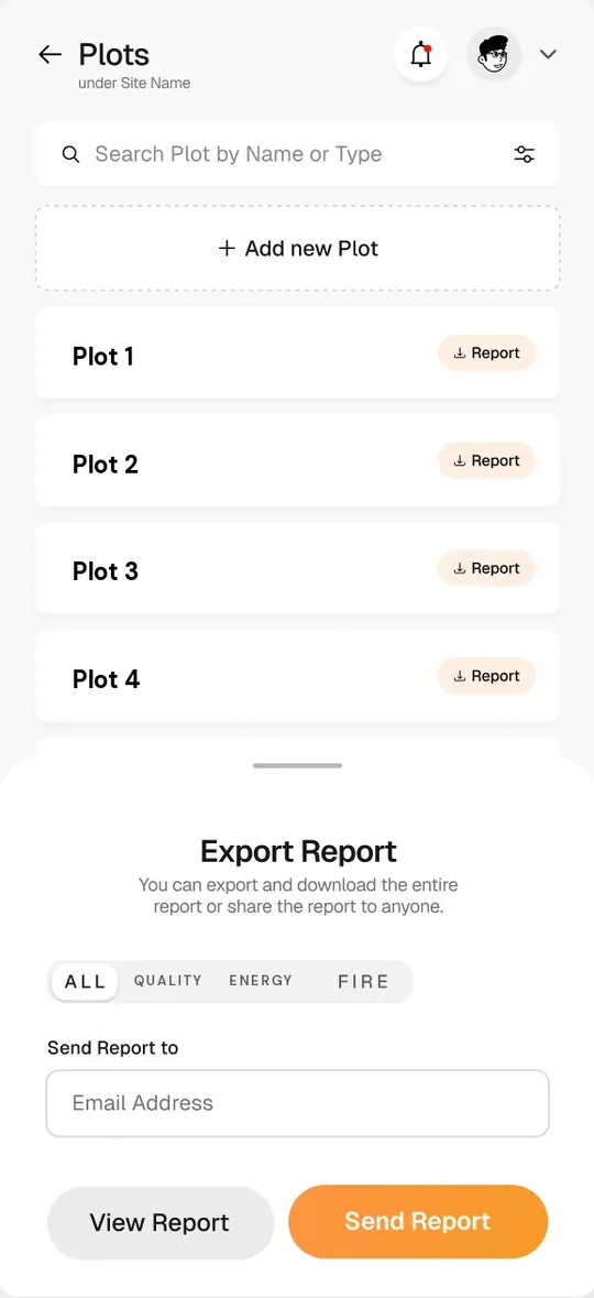 Send a report from a plot screen