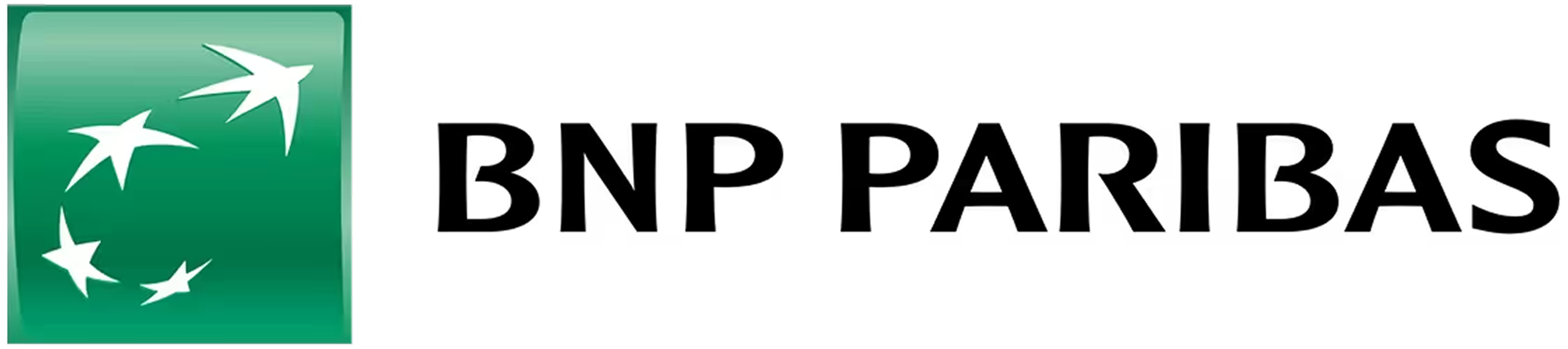 BNP Paribas logo featuring four white stars forming a circular pattern on a green square background