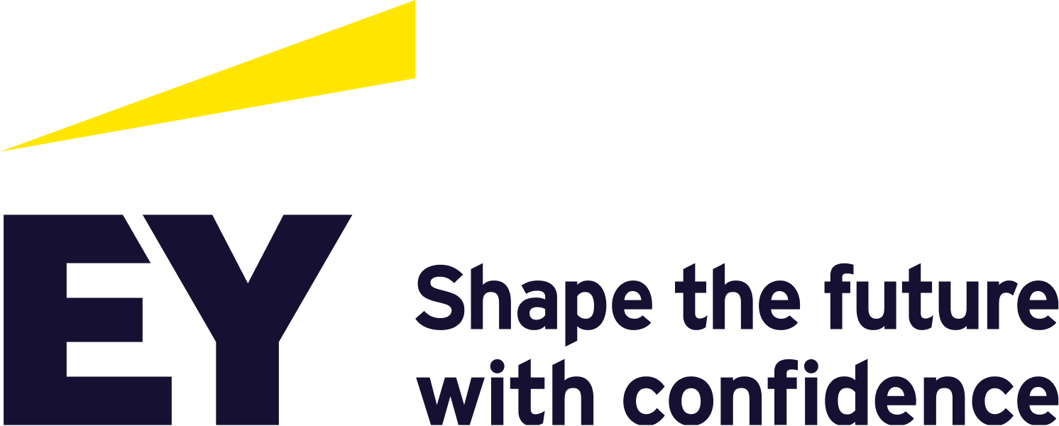 EY logo with yellow triangular design and text 'Shape the future with confidence'.