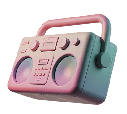 A 3D boombox icon.