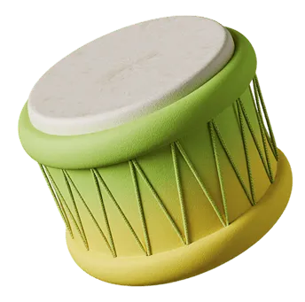 A 3D drum icon.