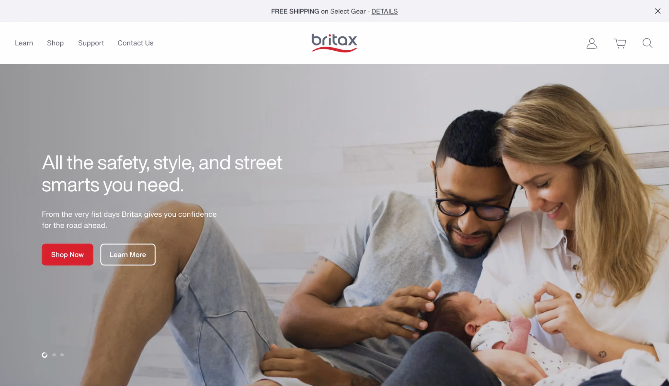 Screenshot of the brand's website