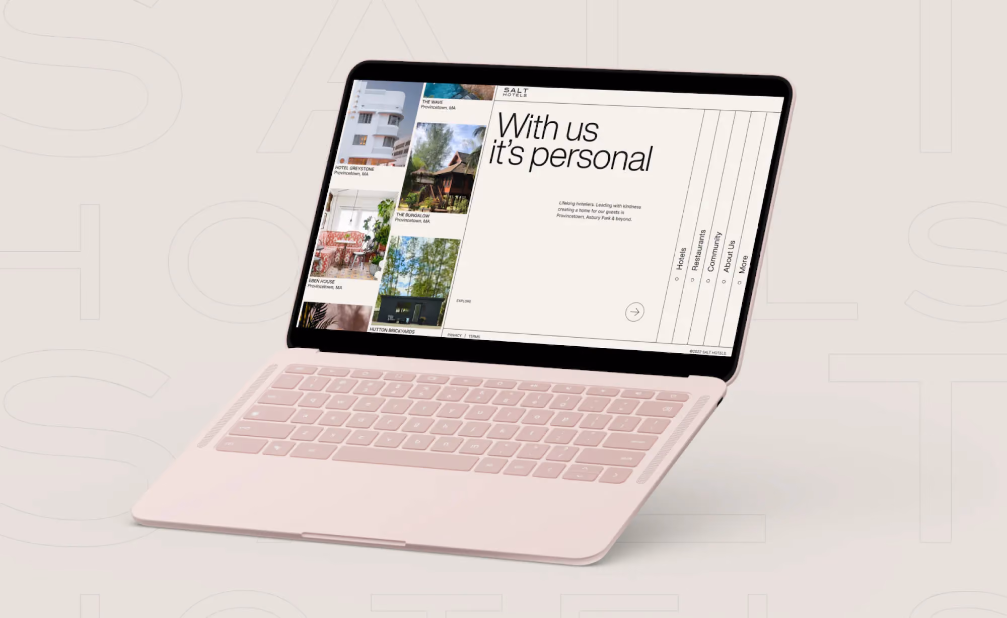Salt Hotels website design, screen 3 of 6
