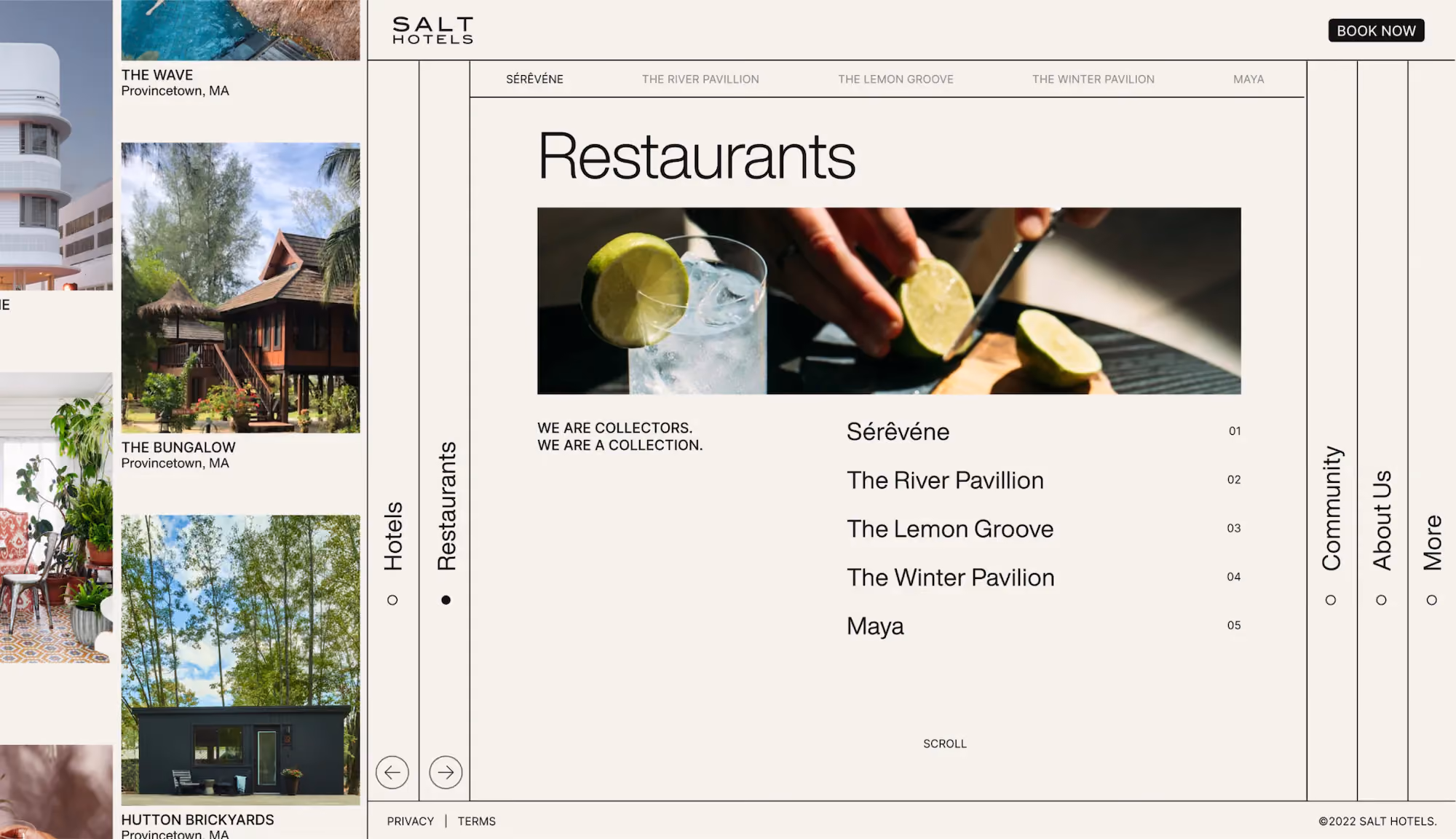 Salt Hotels website design, screen 6 of 6