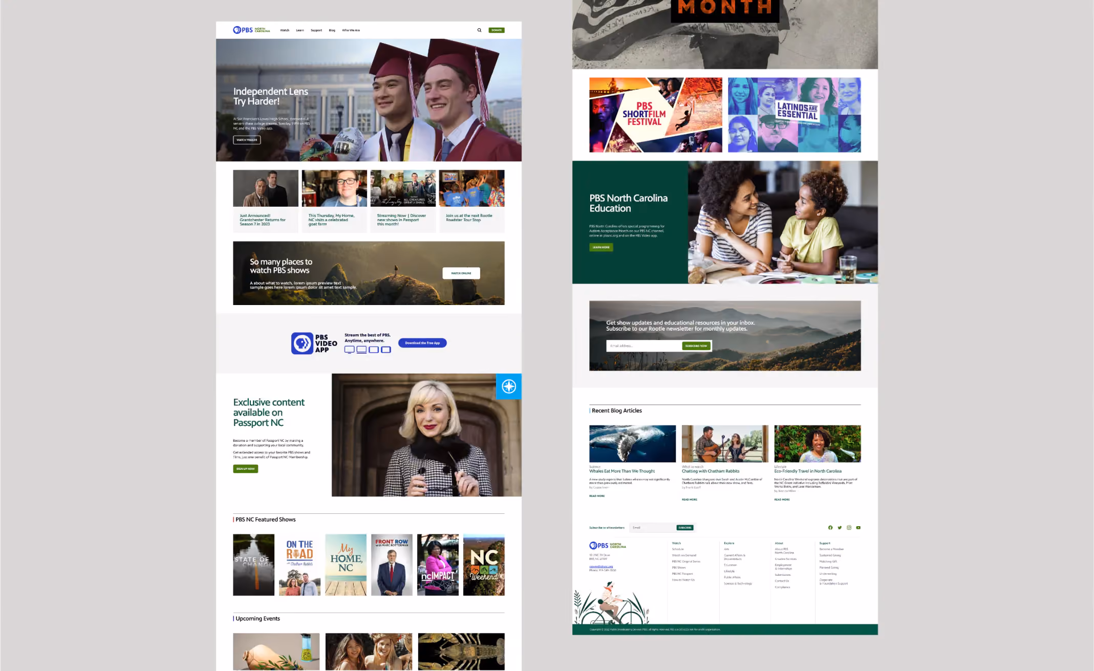 PBS - North Carolina website design, screen 2 of 6