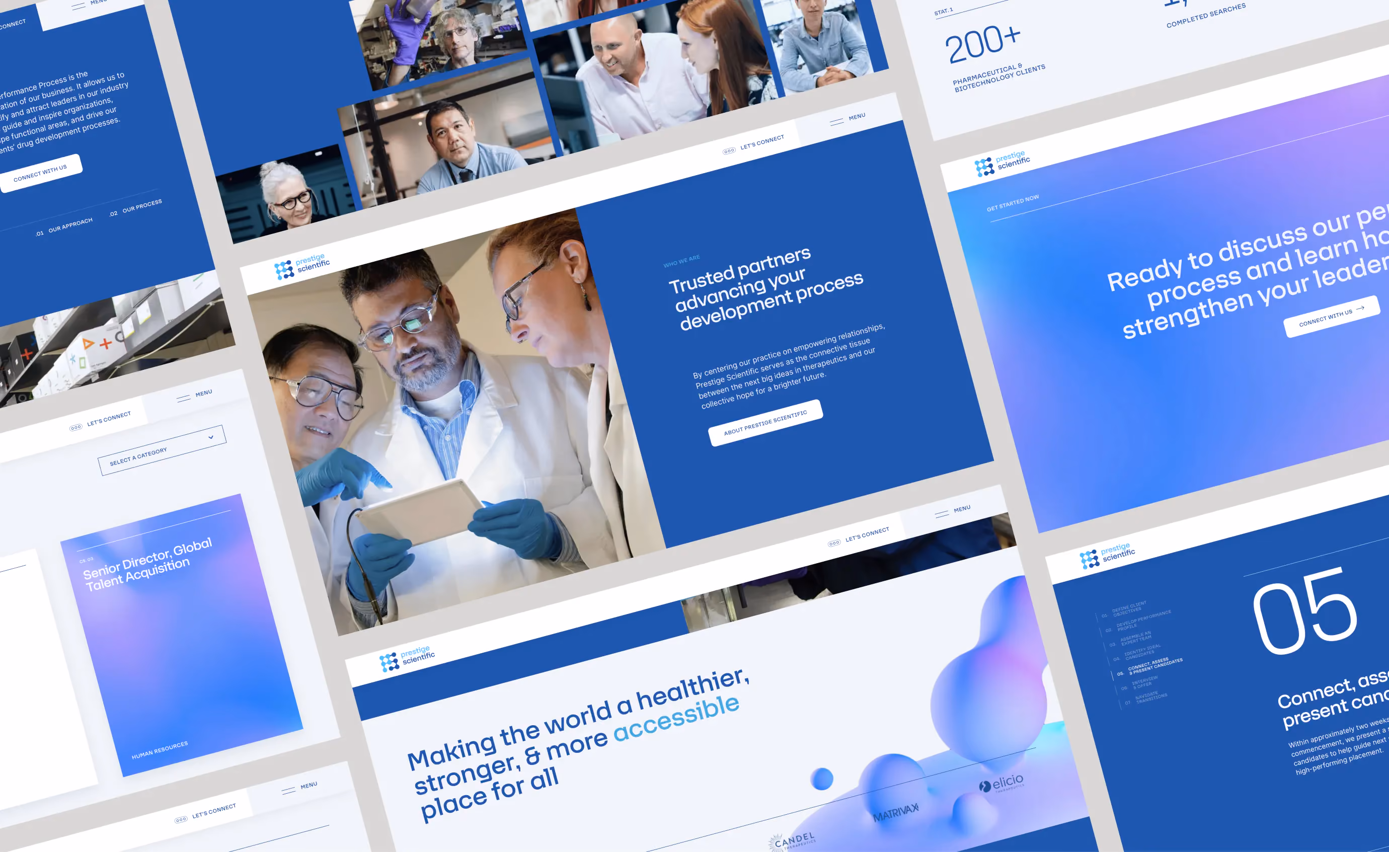 Prestige Scientific website design, screen 3 of 7