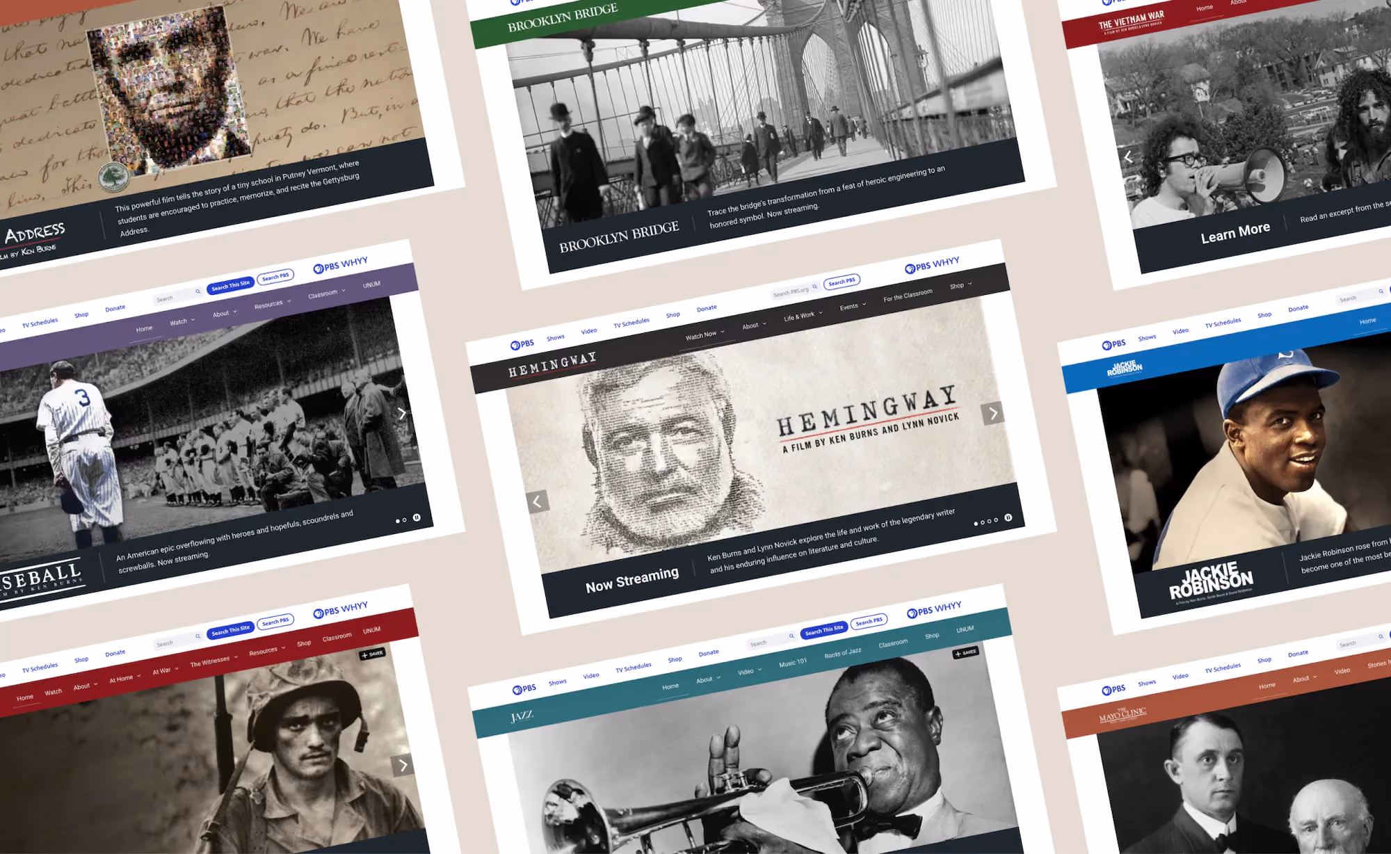 PBS - Ken Burns website design, screen 2 of 6