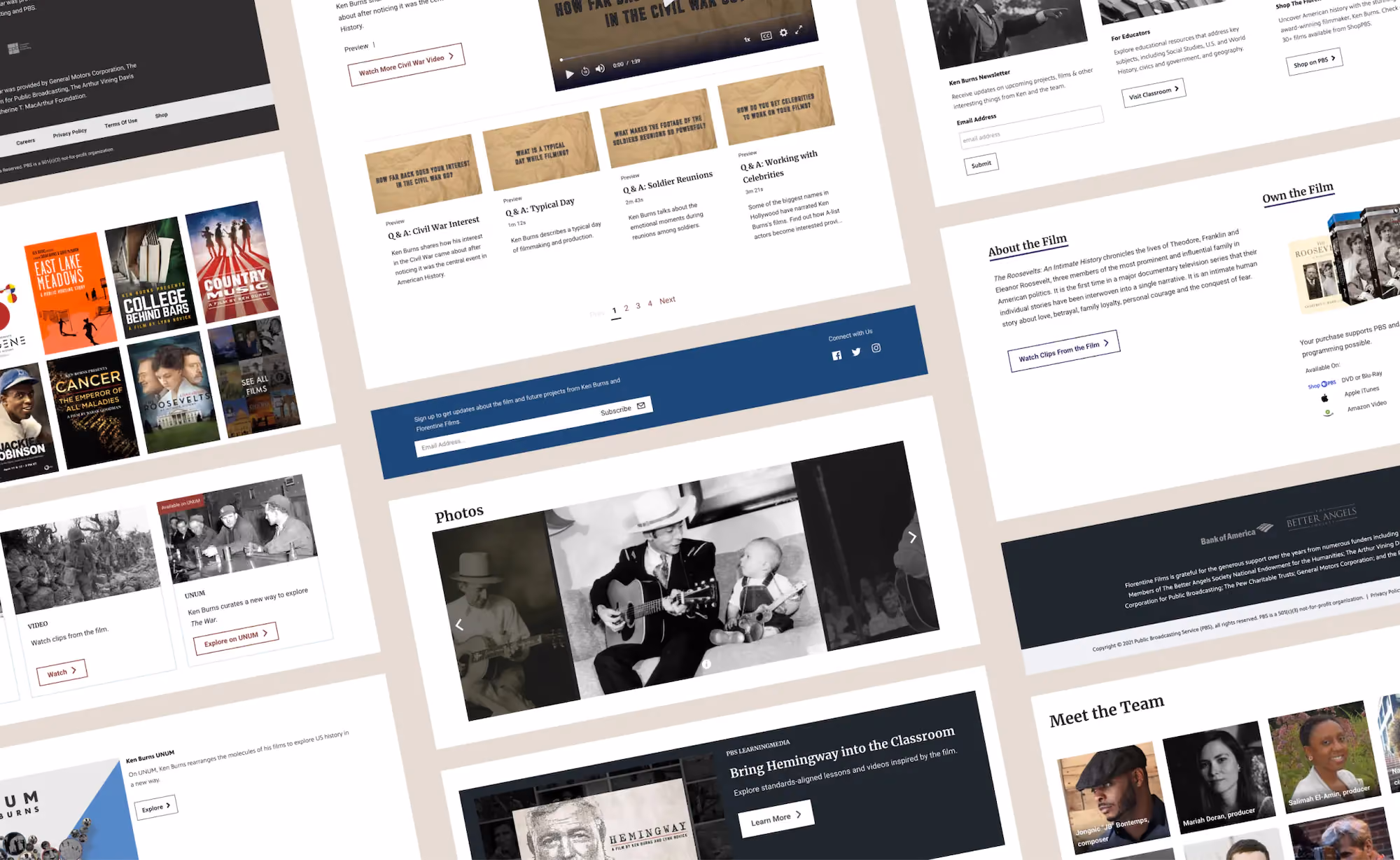 PBS - Ken Burns website design, screen 6 of 6