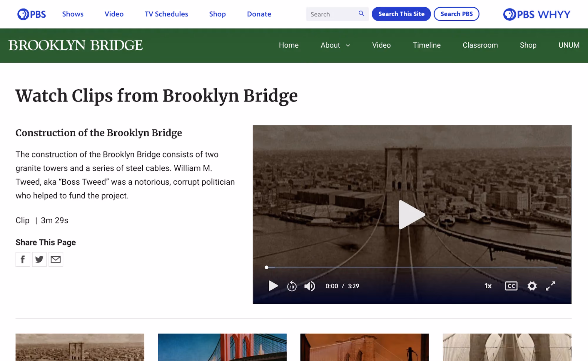 PBS - Ken Burns website design, screen 5 of 6