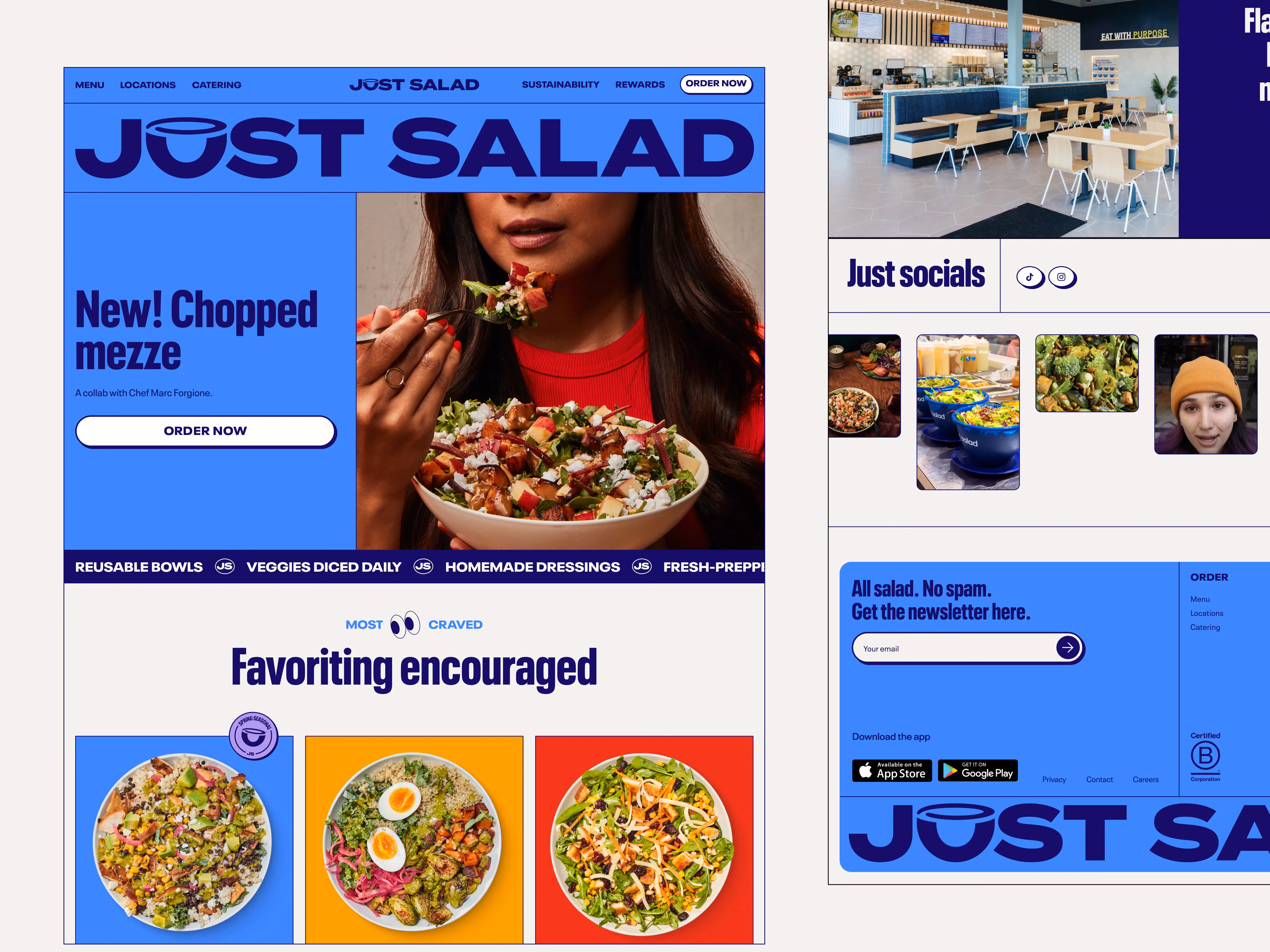 Just Salad website design, screen 3 of 4