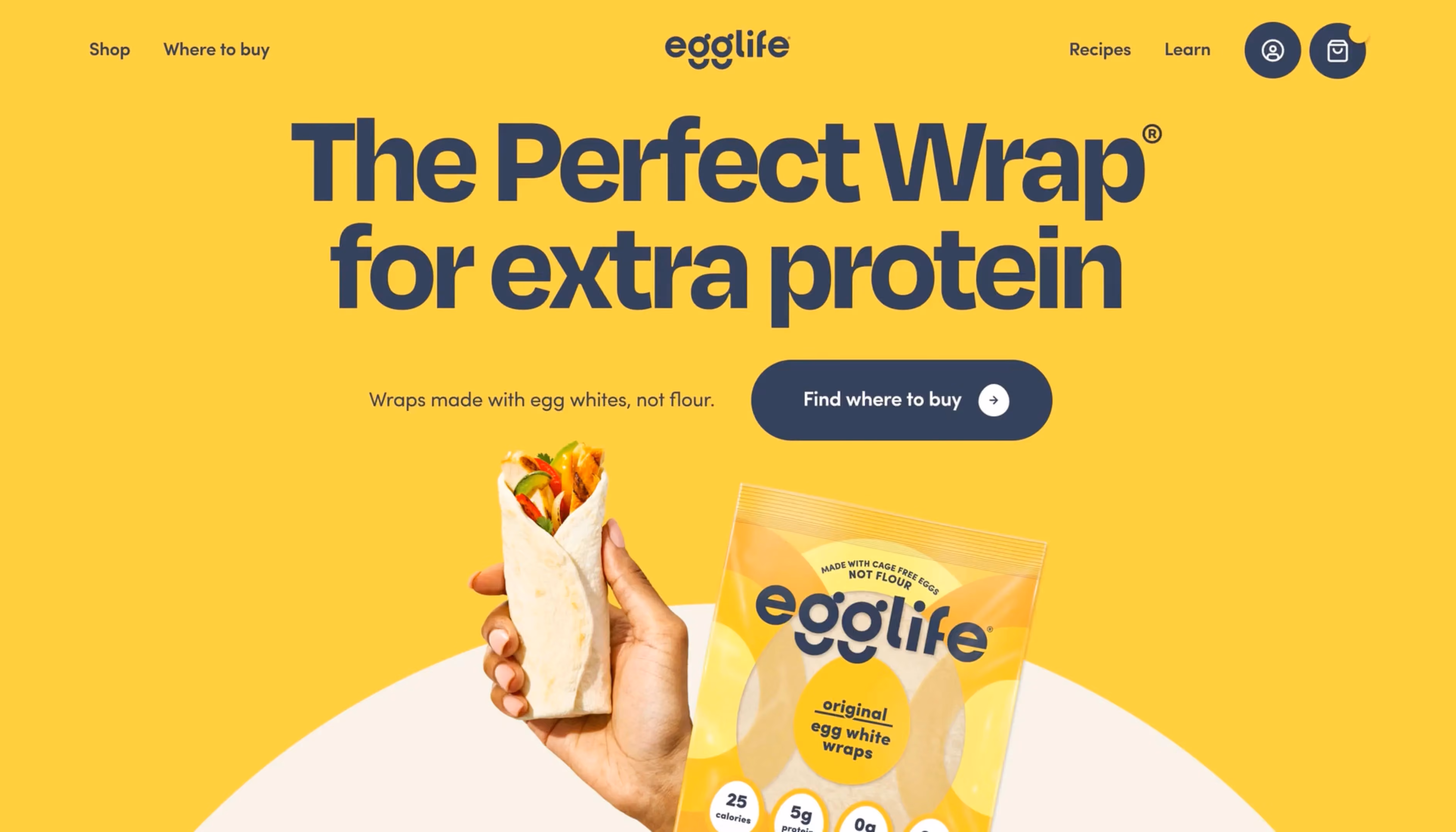Egglife Foods website design, screen 1 of 8