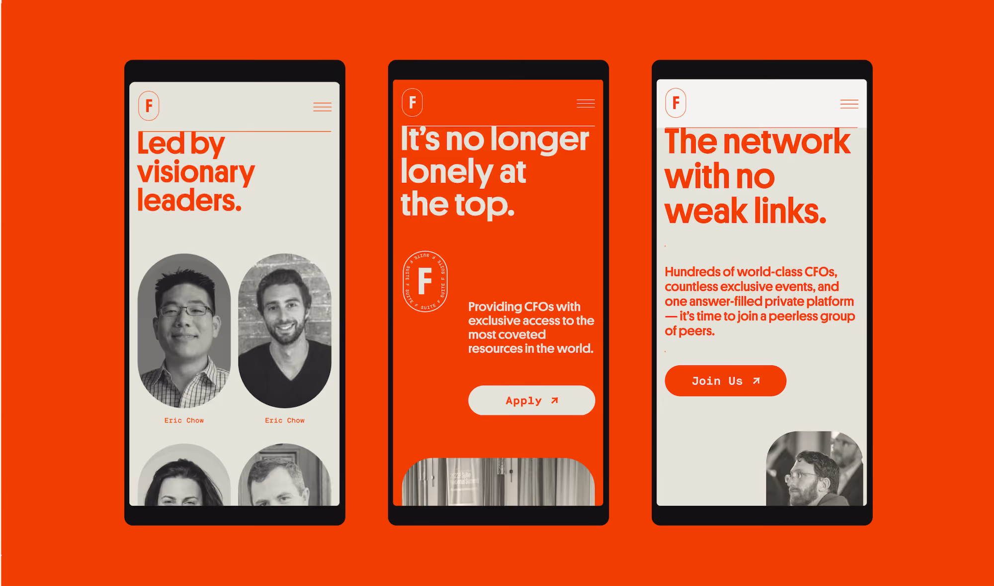 F Suite website design, screen 3 of 5