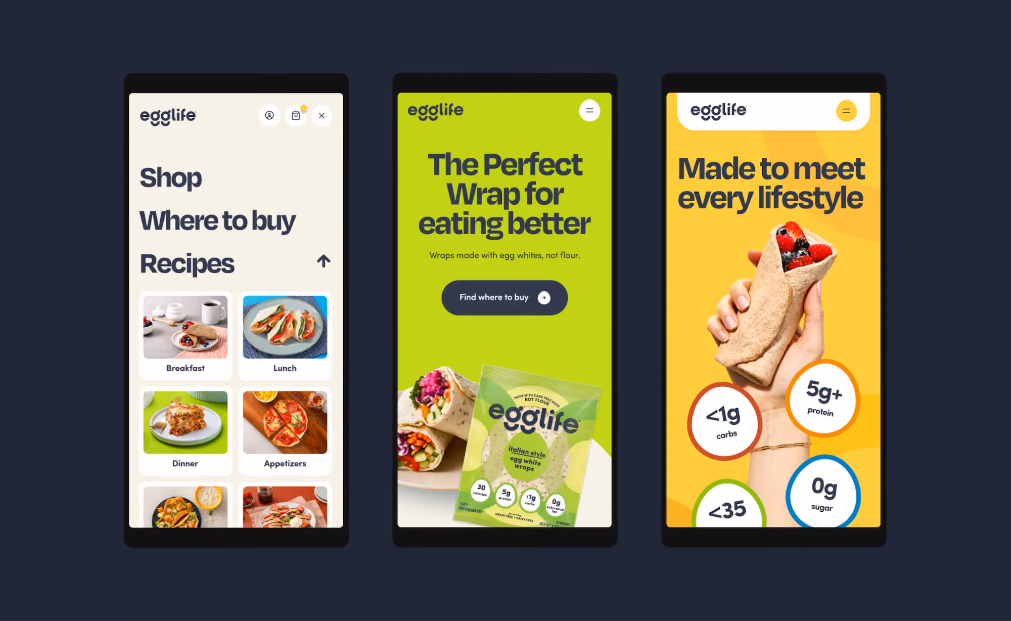 Egglife Foods website design, screen 7 of 8