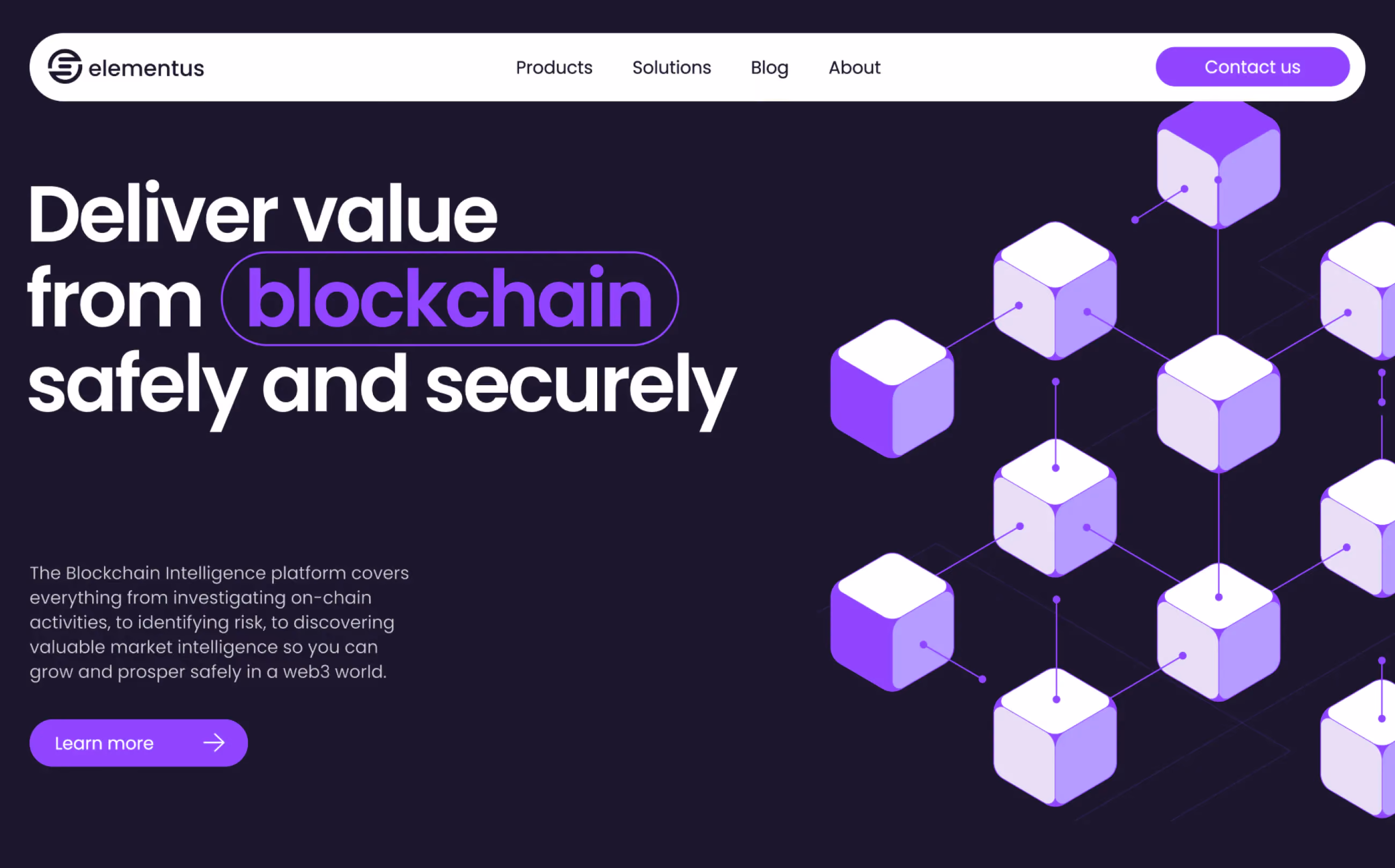Elementus website design, screen 3 of 7
