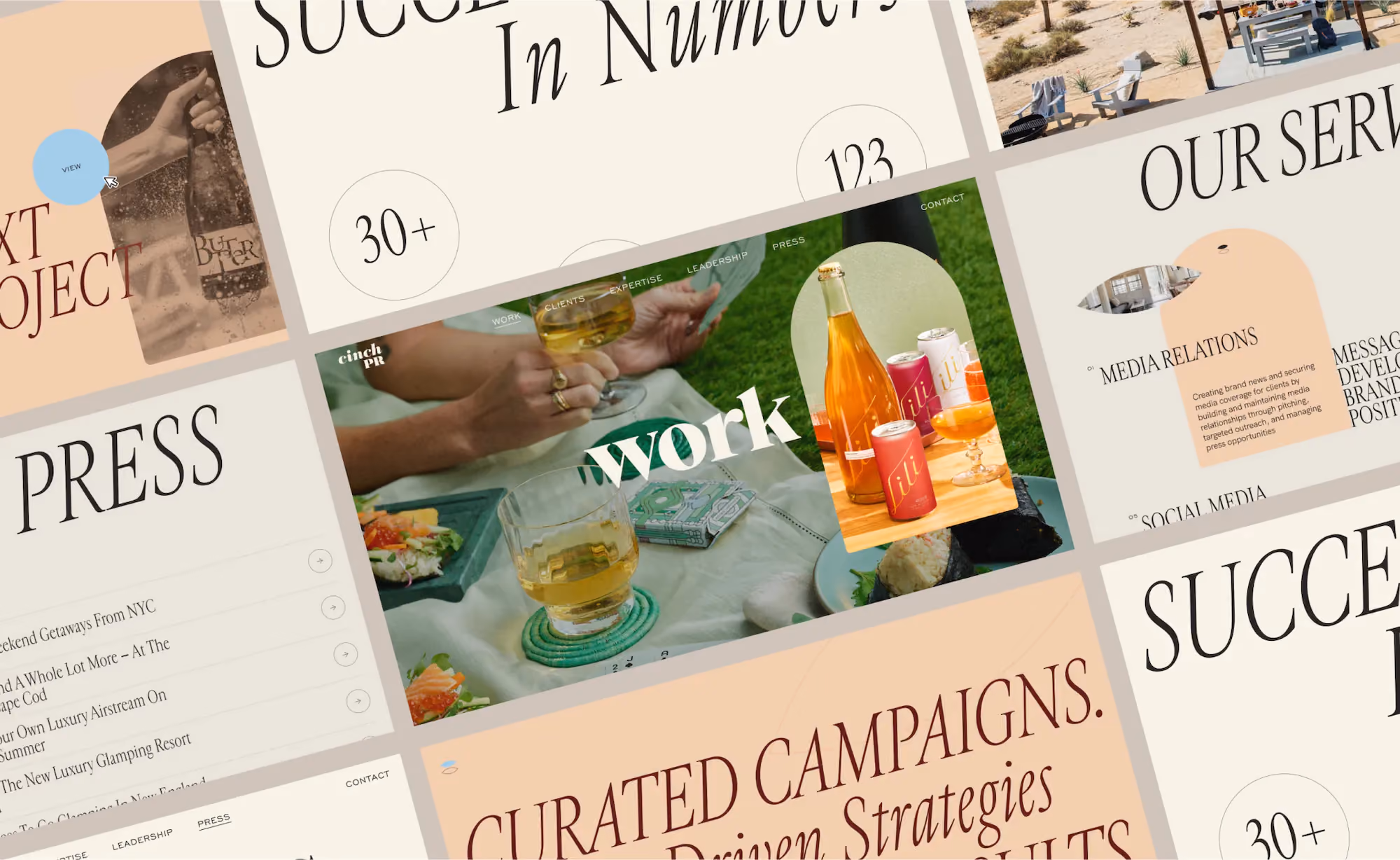Cinch PR website design, screen 4 of 7