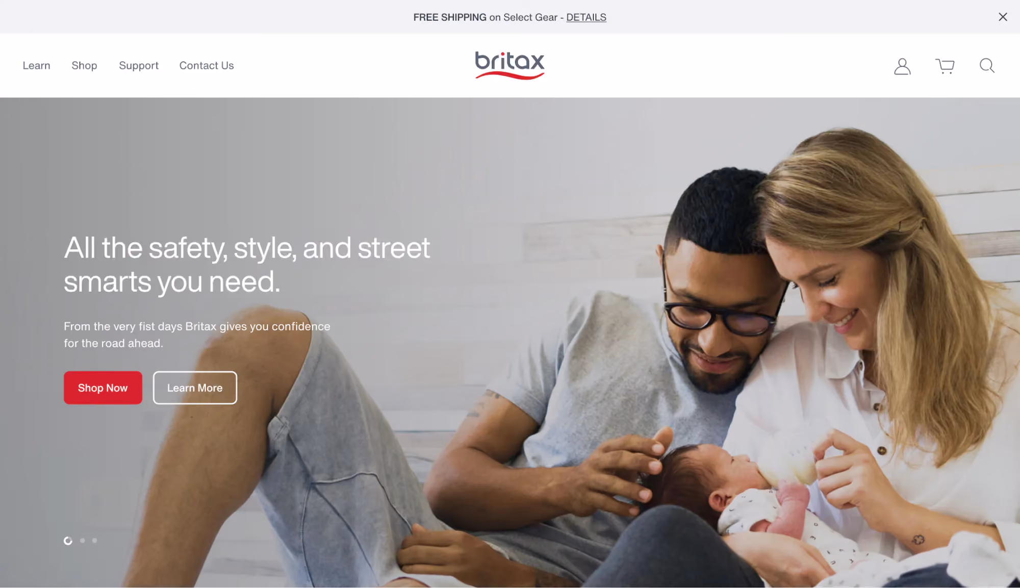 Britax website design, screen 1 of 7