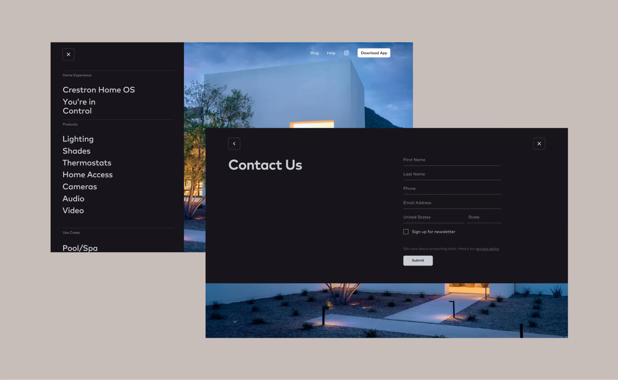 Crestron Home website design, screen 8 of 9