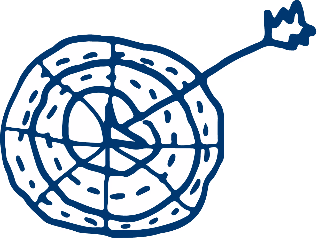 Illustration d'une cible avec une flèche en son centre.