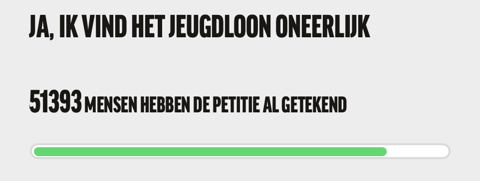 Teller van de petitie tegen het jeugdloon