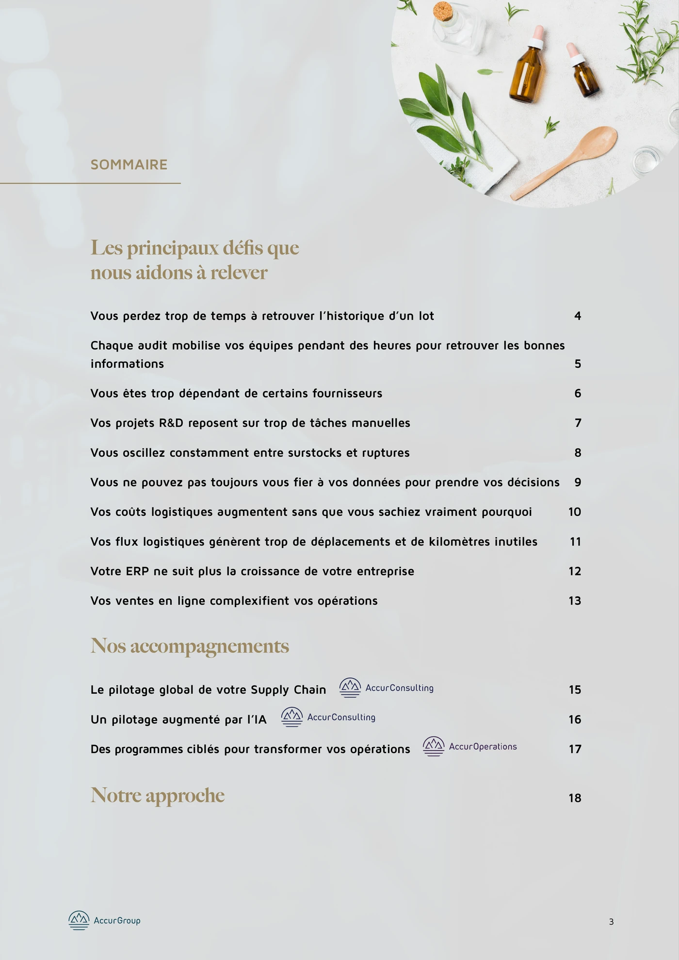 Sommaire du catalogue