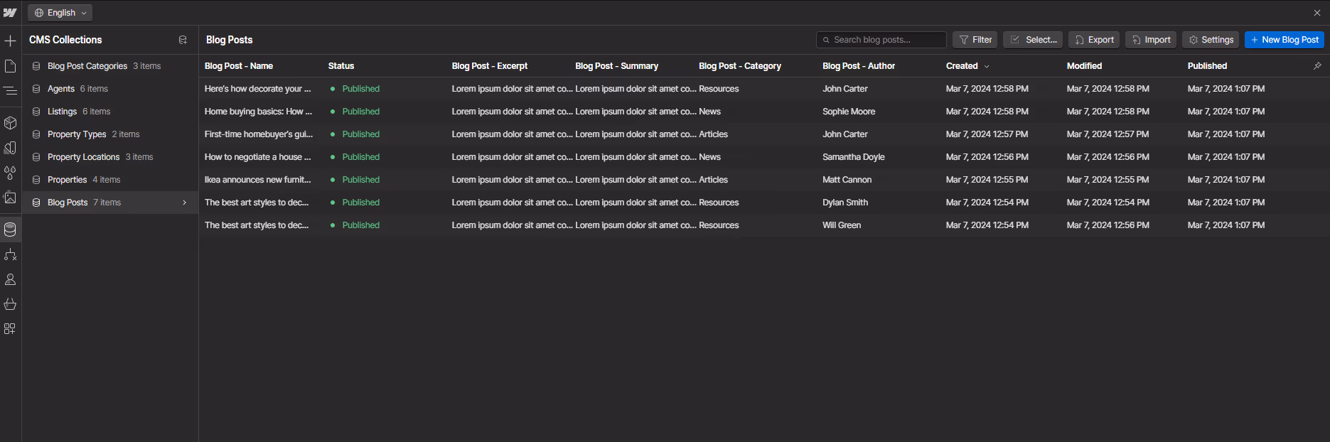 CMS Collection - Property X Webflow Template