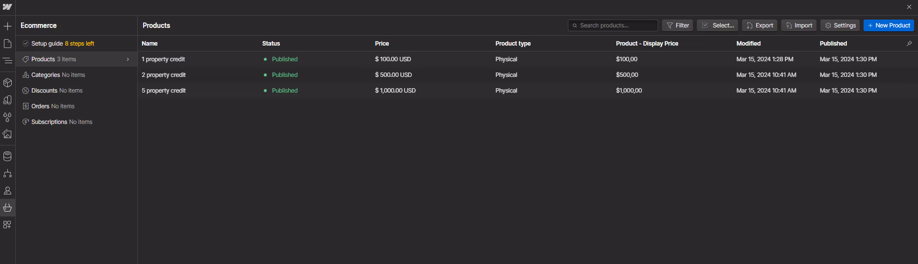 Ecommerce Collection - Property X Webflow Template