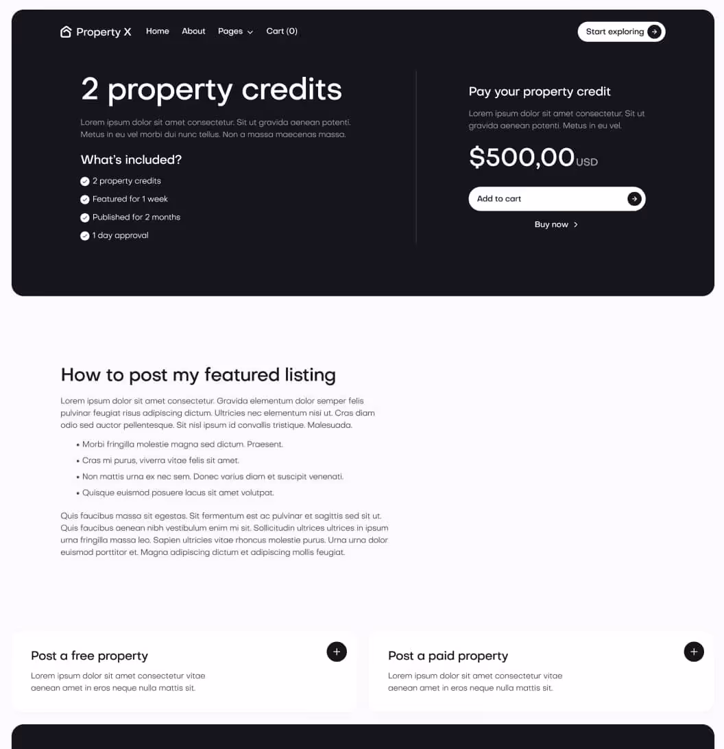 Property X - Pricing Single Page - Real Estate Webflow Template