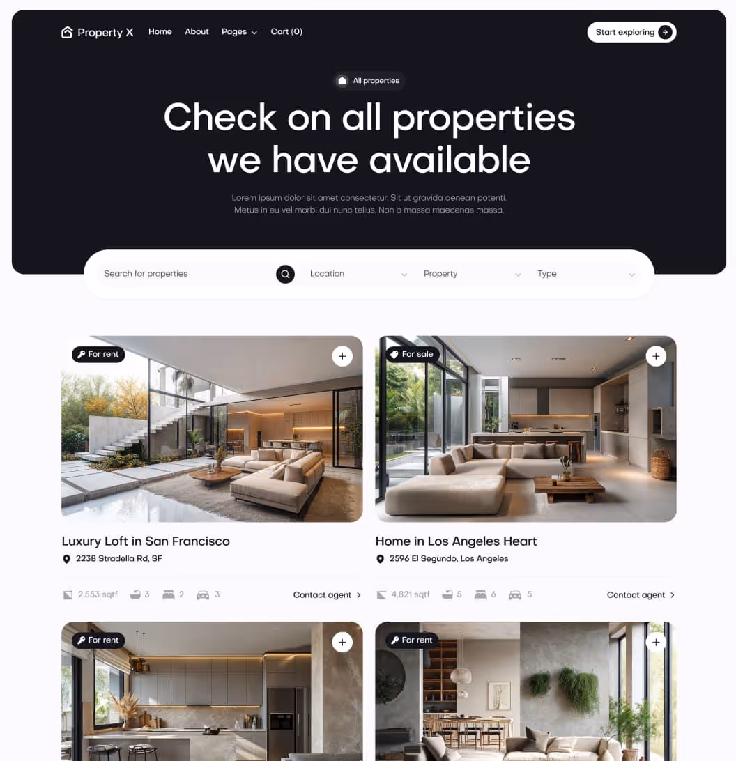 Property X - Properties Page - Real Estate Webflow Template