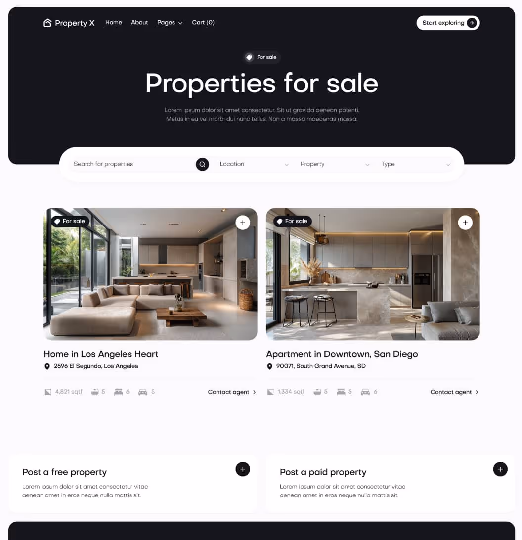 Property X - Properties Page - Real Estate Webflow Template