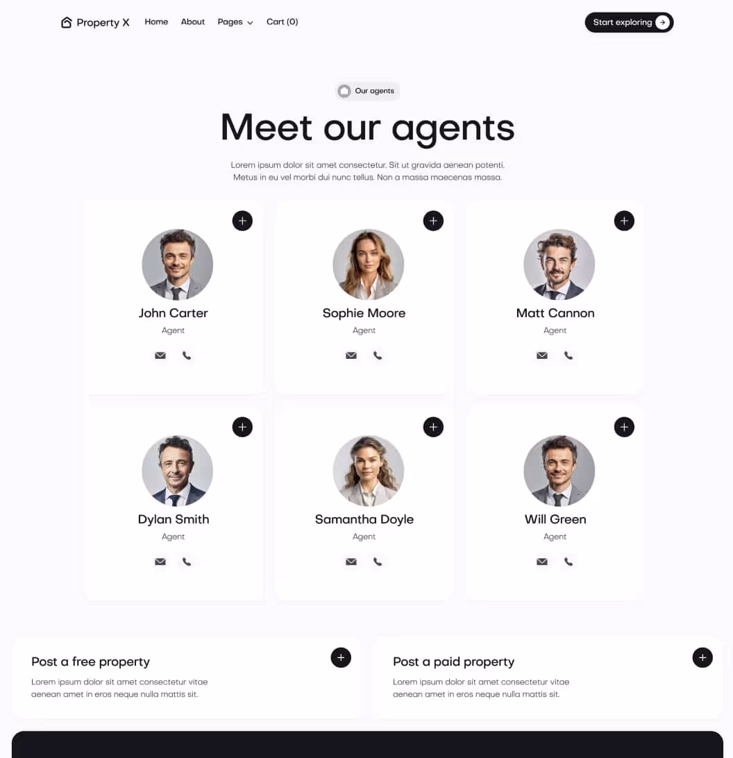 Property X - Agents Page - Real Estate Webflow Template