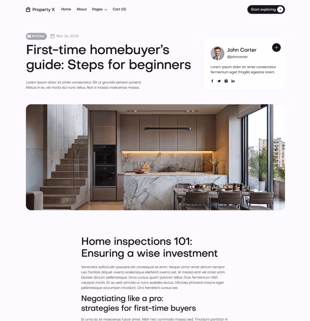 Property X - Blog Post Page - Real Estate Webflow Template