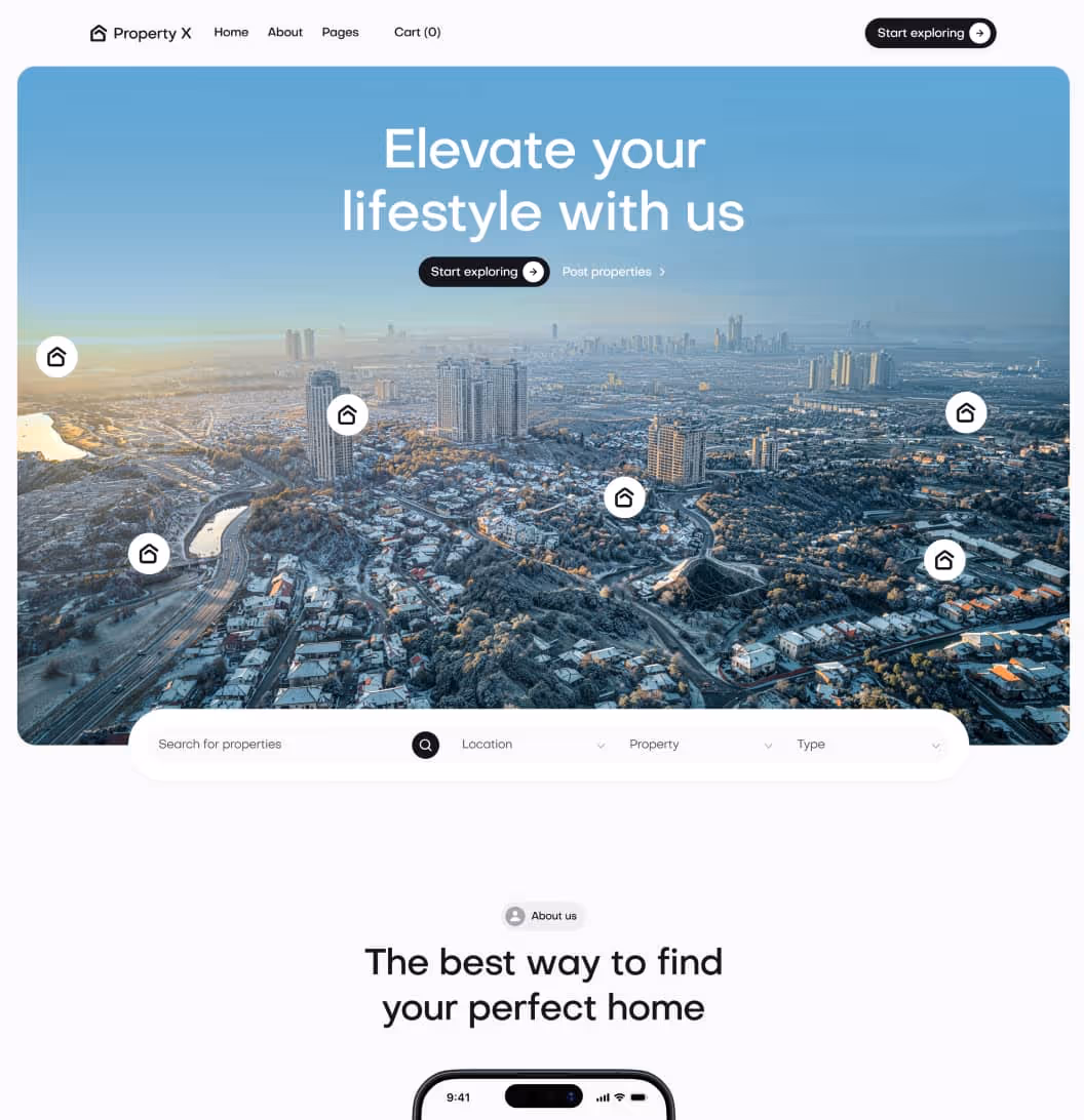 Property X - Home V3 Page - Real Estate Webflow Template