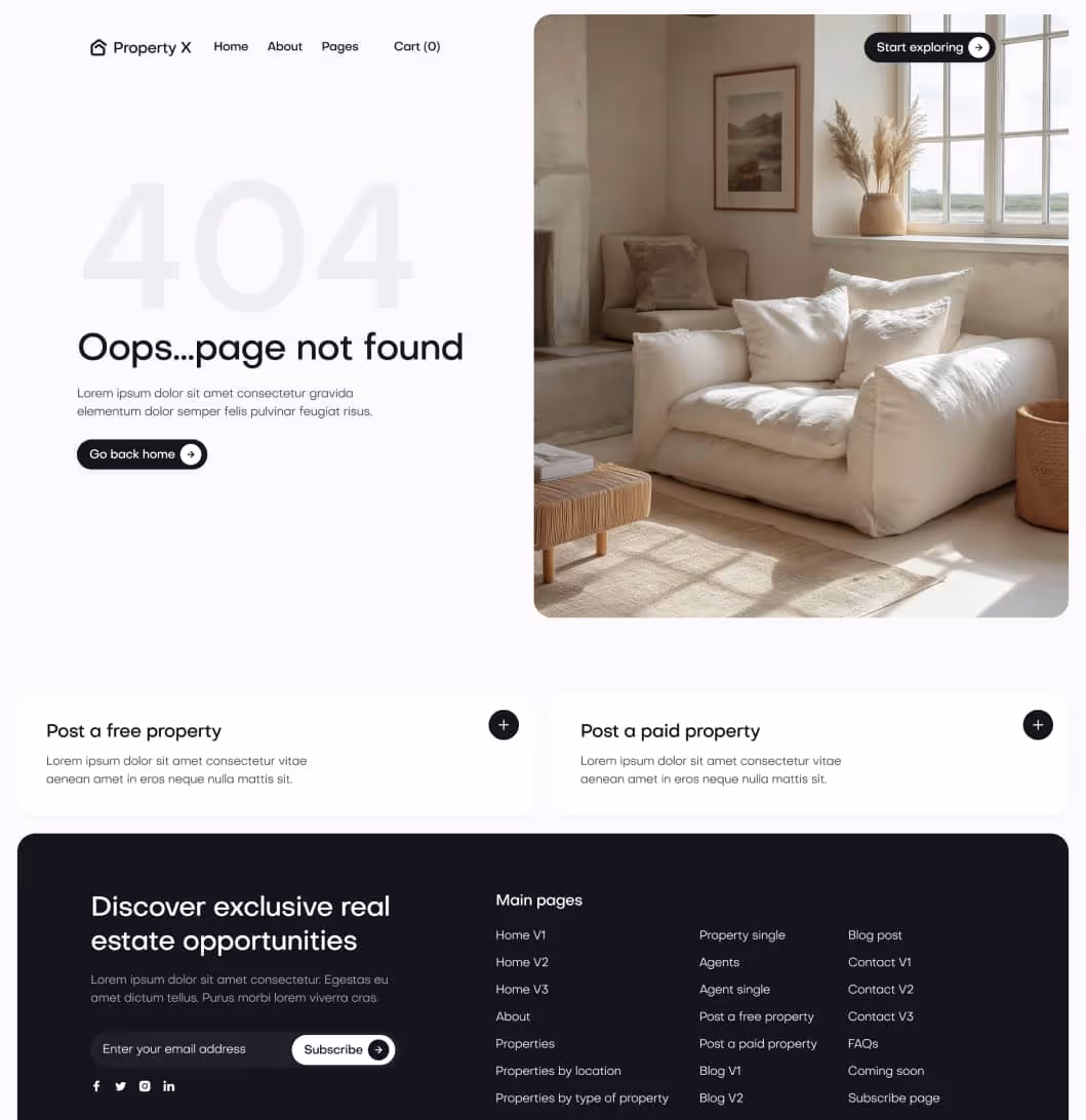 Property X - Not Found Page - Real Estate Webflow Template