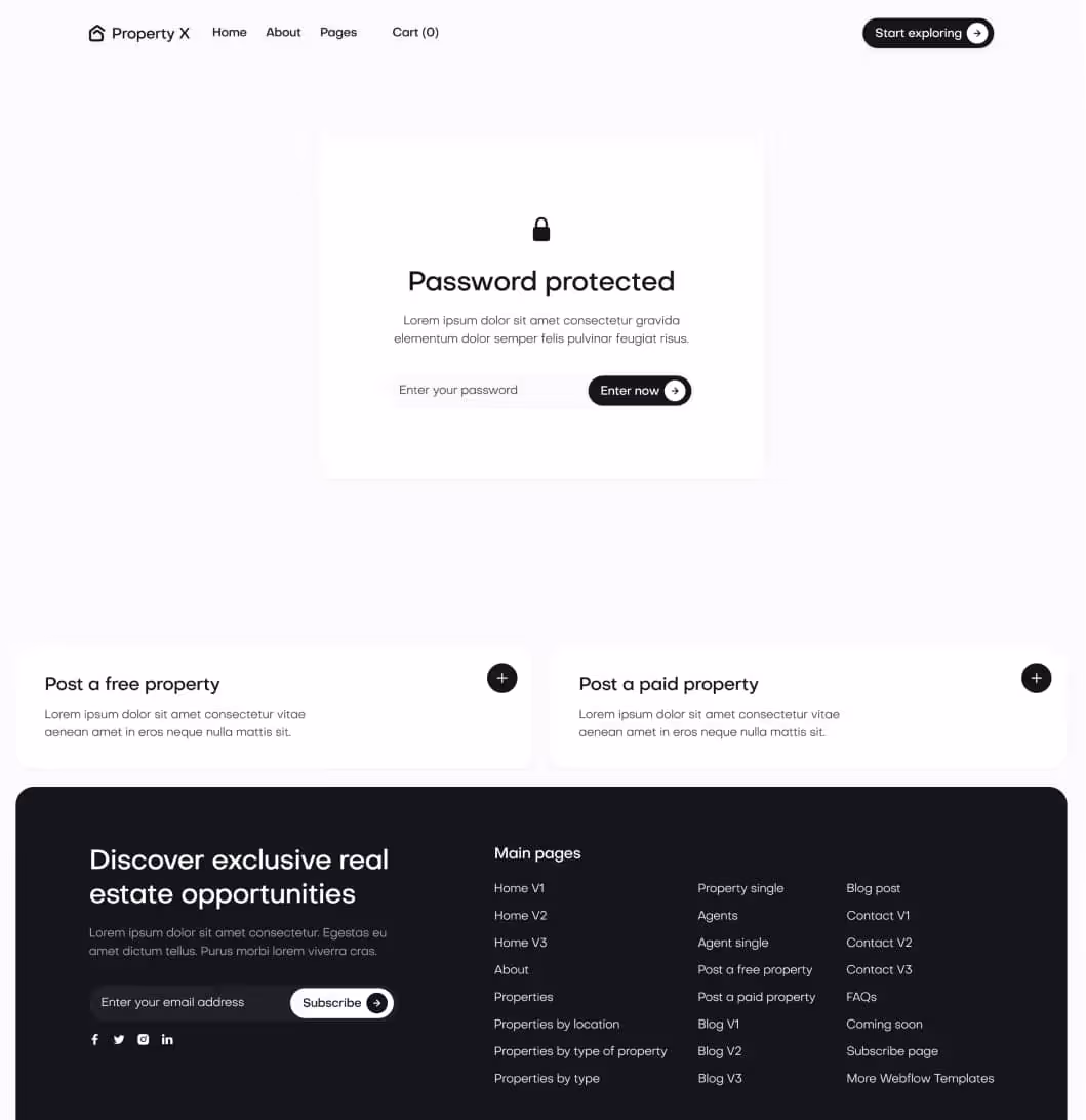 Property X - Password Protected Page - Real Estate Webflow Template