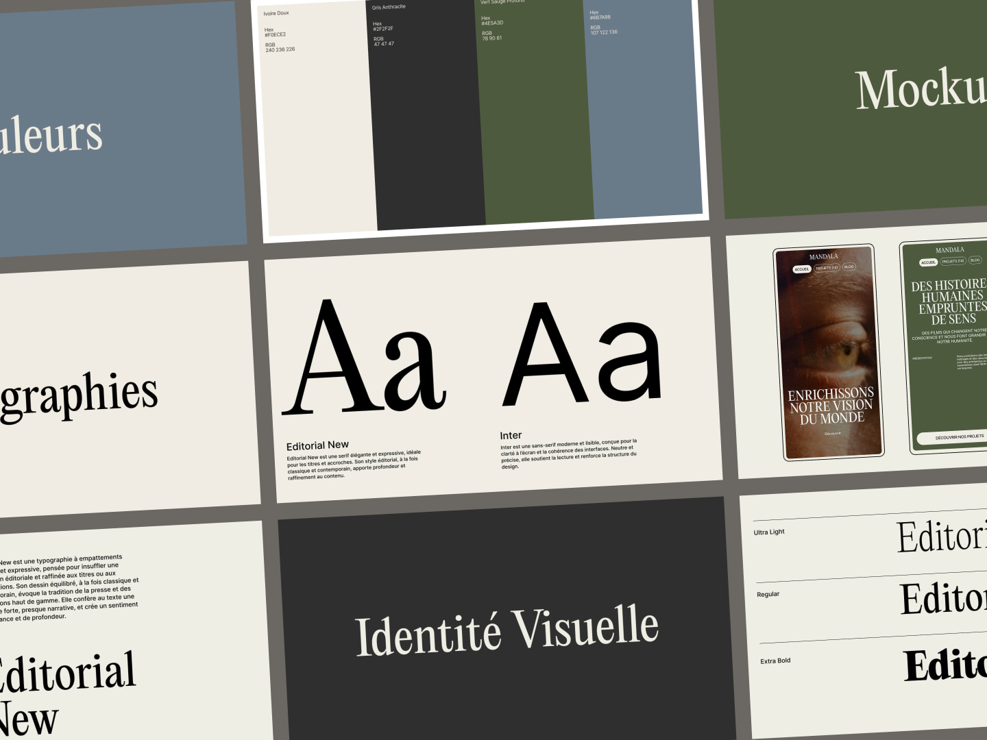 Présentation d’identités visuelles et typographies contemporaines.