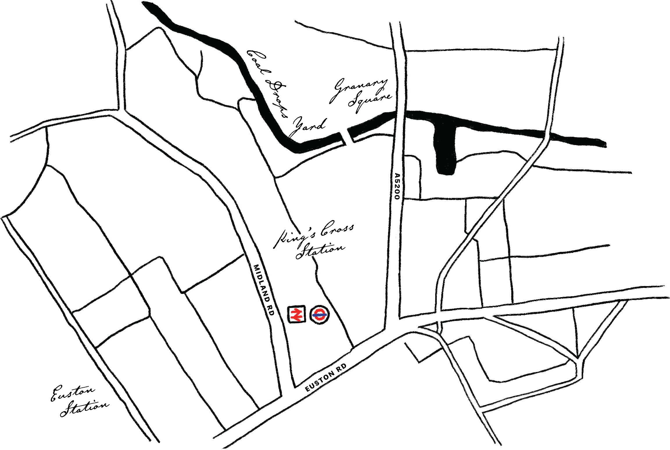 Morty & Bob's cafe Kings Cross location map illustration