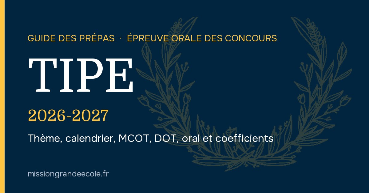 TIPE 2026-2027 : thème, calendrier, MCOT, DOT, oral et coefficients