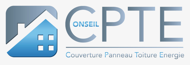 Logo de Conseil CPTE avec une icône de maison stylisée et les mots Couverture Panneau Toiture Energie.