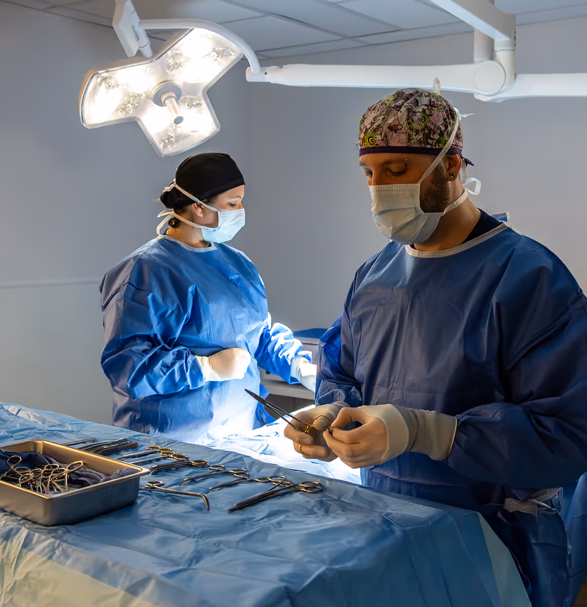 veterinary surgical team performing surgery