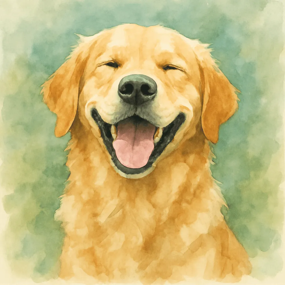 Illustration eines lächelnden Golden Retrievers.