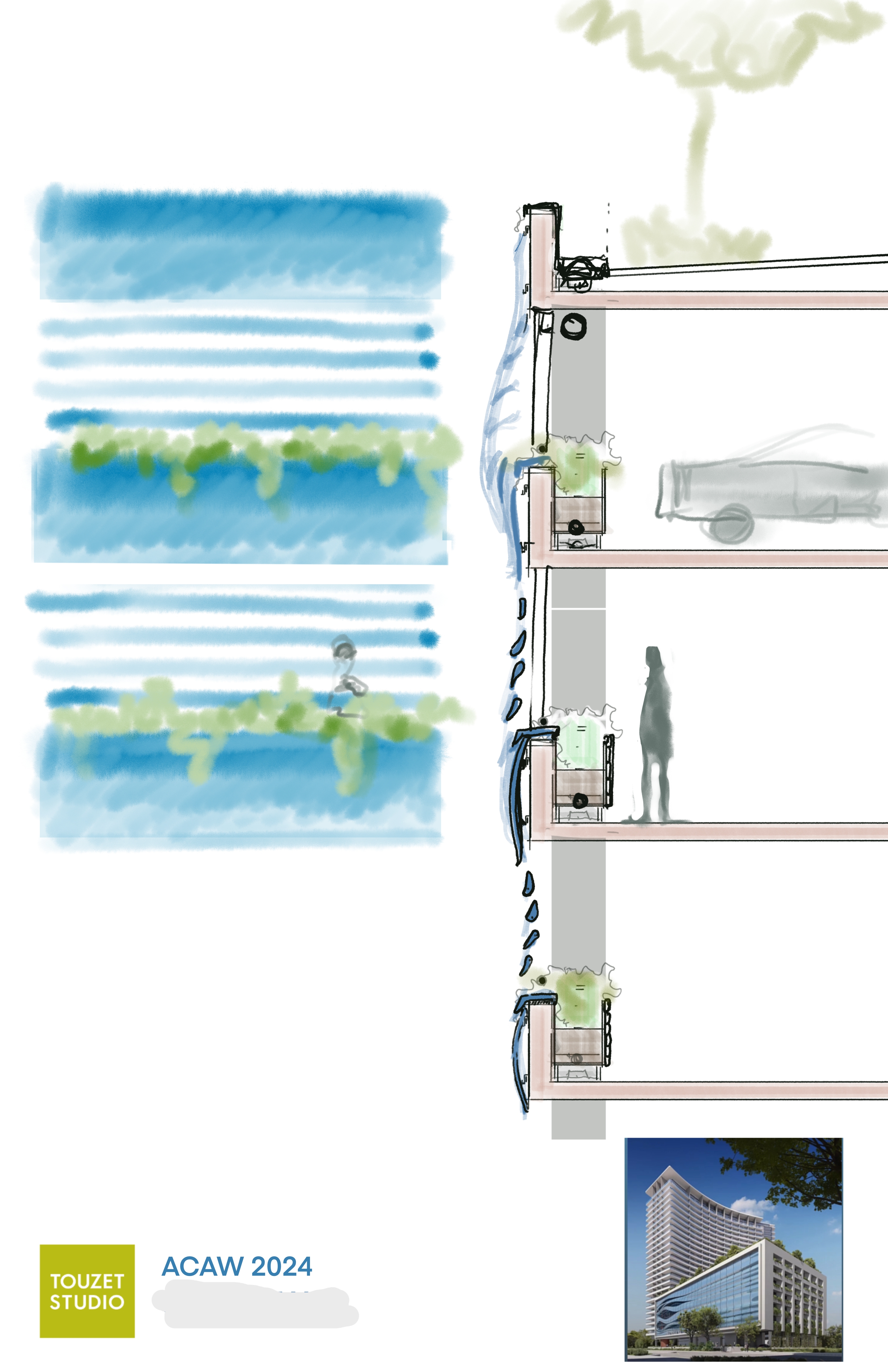 Terracotta Water Wall - Sketch